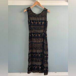 Vintage Black and Brown Patterned Dress